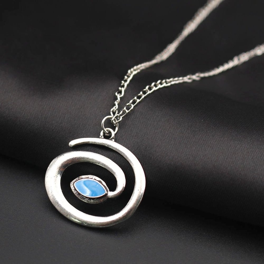 Silver Serpent Spiral Snake Pendant Necklace